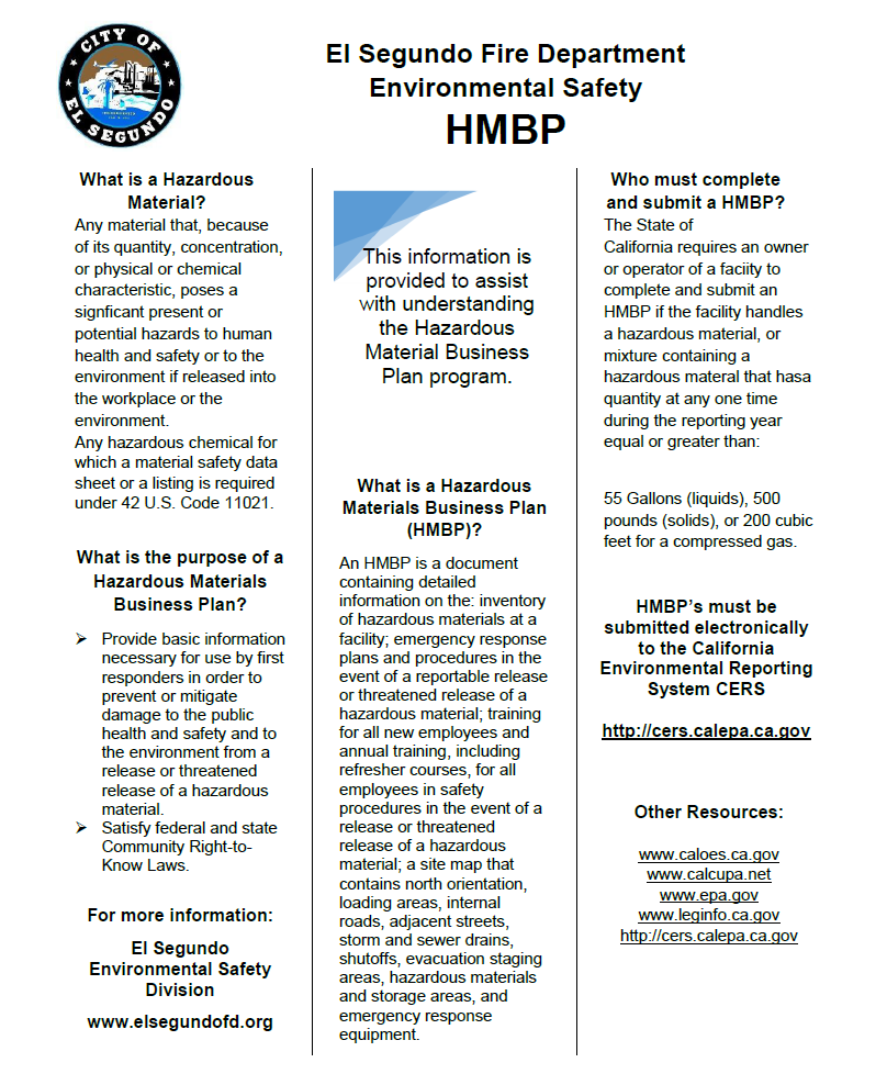 ESFD - Hazardous Materials Business Plan